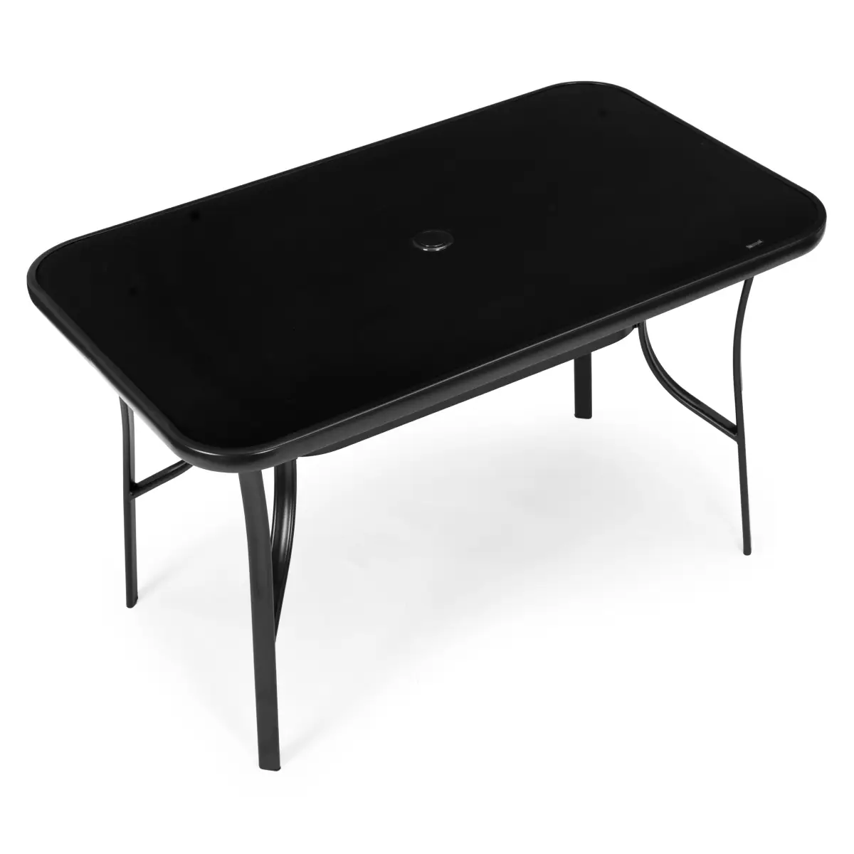 Stół ogrodowy 140x80 cm szkło hartowane otwór na parasol czarny MultiGarden - obrazek 6