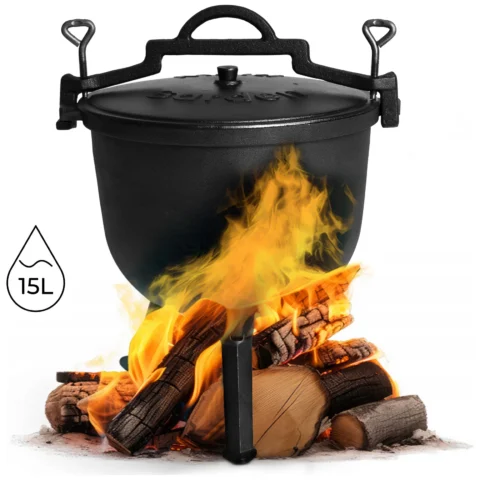 Kociołek żeliwny stojący 15L garnek myśliwski ognisko grill MultiGarden