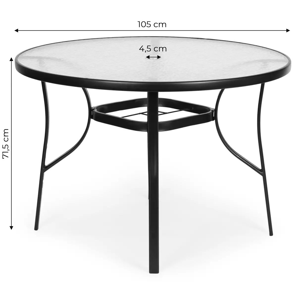 Stolik ogrodowy okrągły 105 cm na taras ogród balkon szkło hartowane otwór na parasol MultiGarden - obrazek 10
